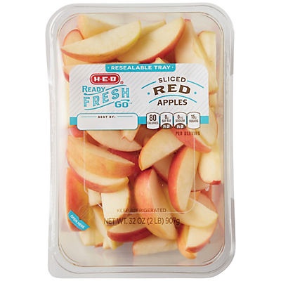 slide 1 of 1, H-E-B Ready, Fresh, Go! Sliced Red Apples, 32 oz