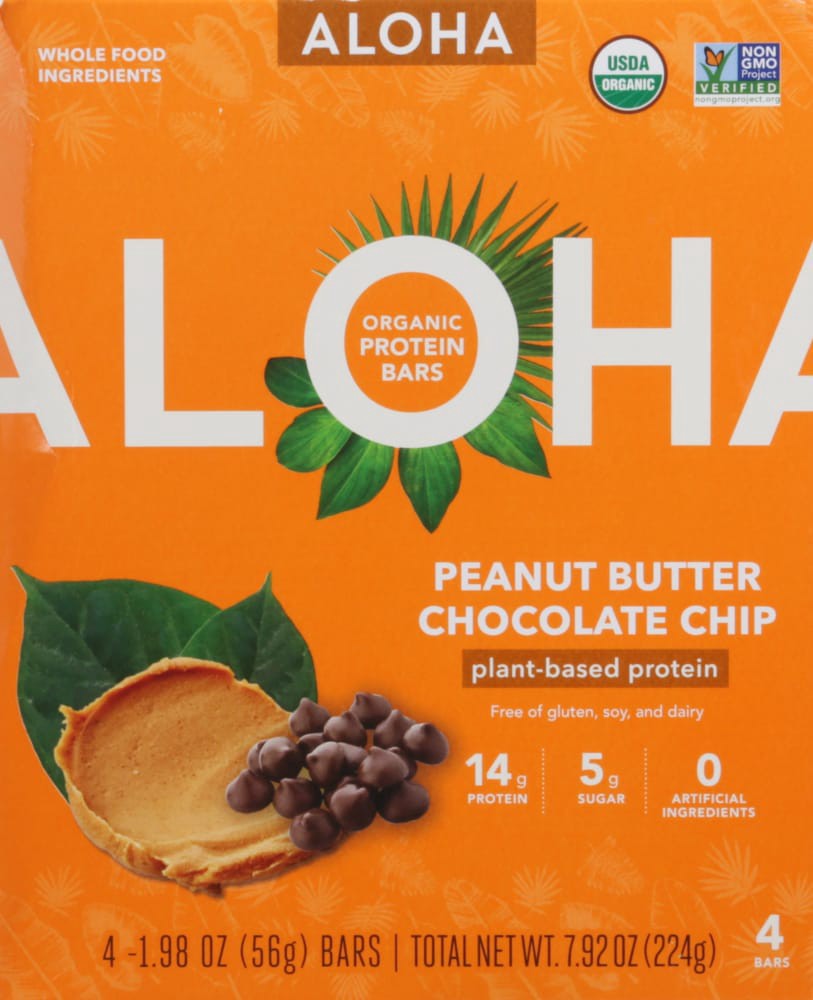 slide 1 of 4, Aloha Peanut Butter Chocolate Chip Bar, 4 ct; 1.98 oz