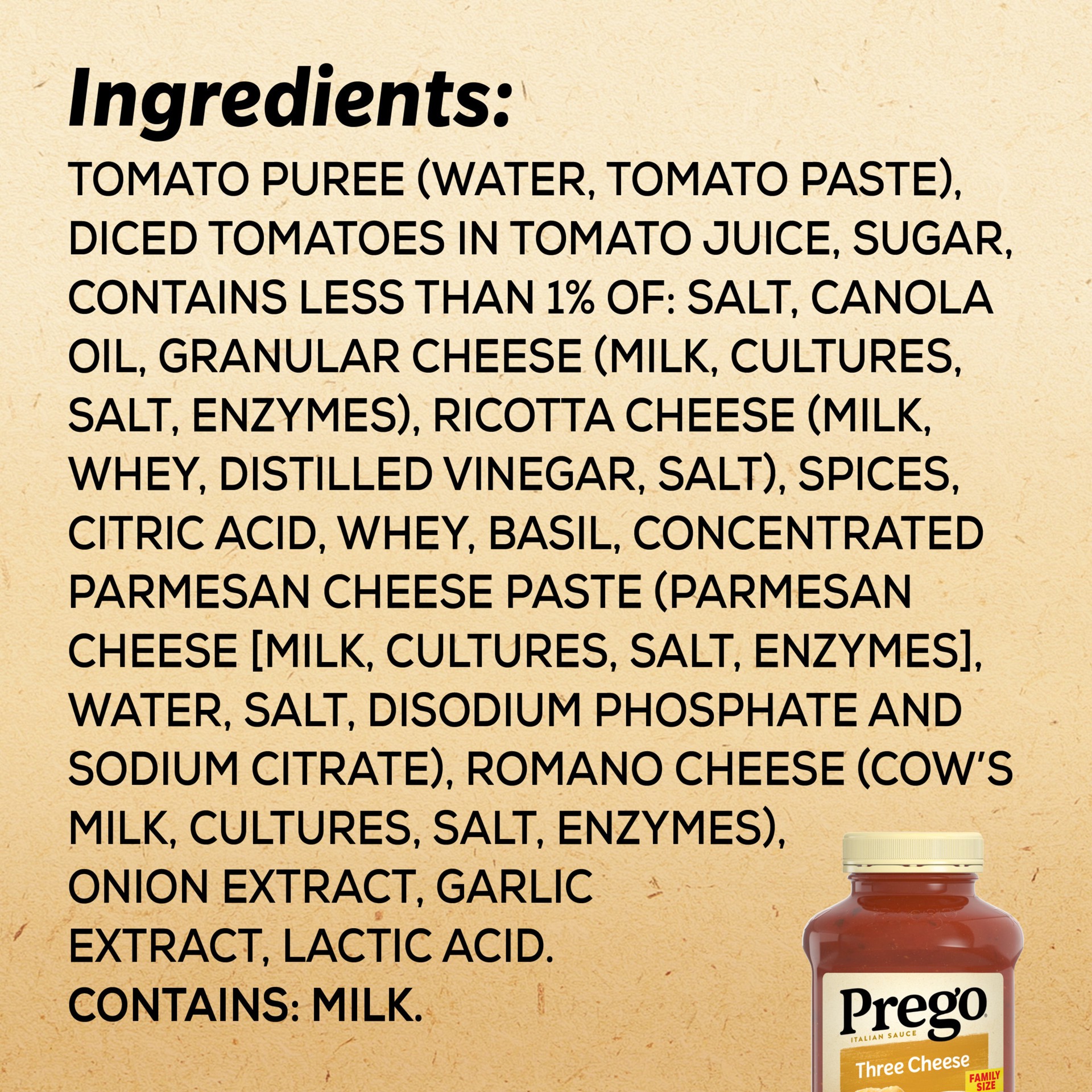 slide 2 of 9, Prego Three Cheese Pasta Sauce, 45 oz Jar, 45 oz