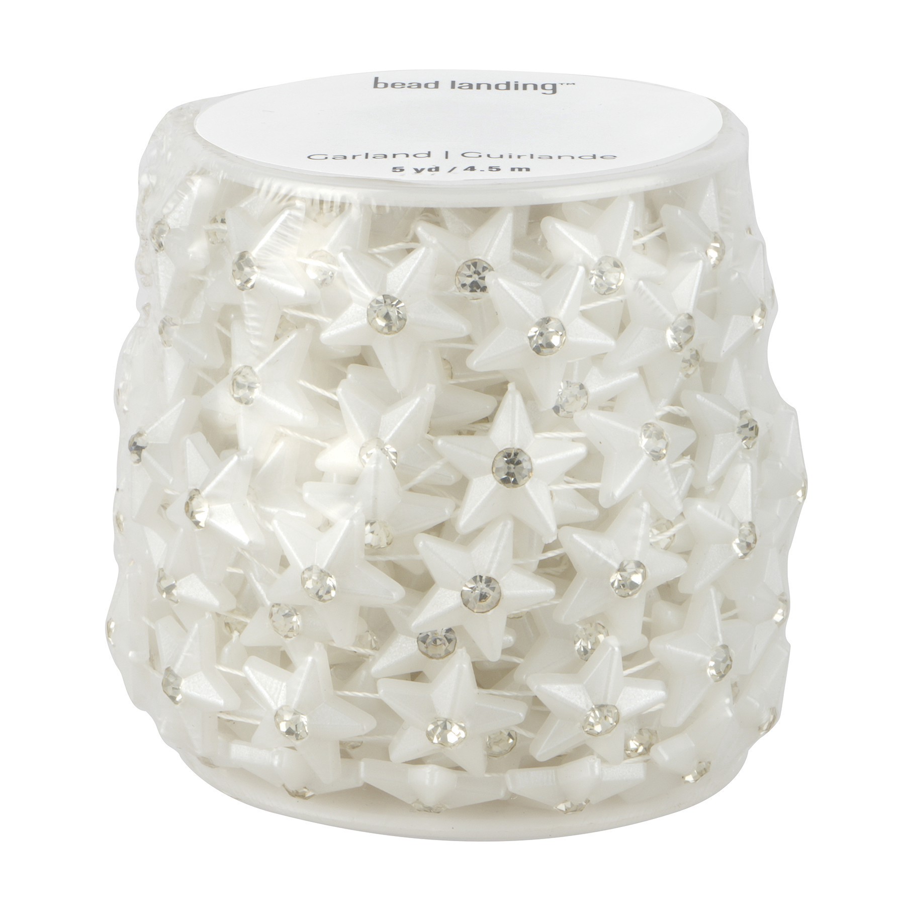 slide 2 of 2, 15mm White Plastic & Glass Pearl Star Bead Garland, 5yd. By Bead Landing, 15mm