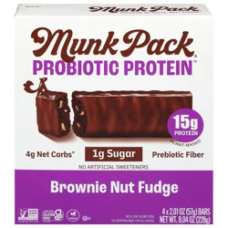 Munk Pack Probiotic Protein Brownie Nut Fudge Bars 4 - 2.01 oz Bars