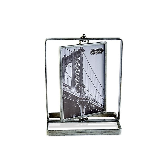 slide 1 of 2, Mud Pie Industrial Metal Rotating Frame, 6 in x 4 in