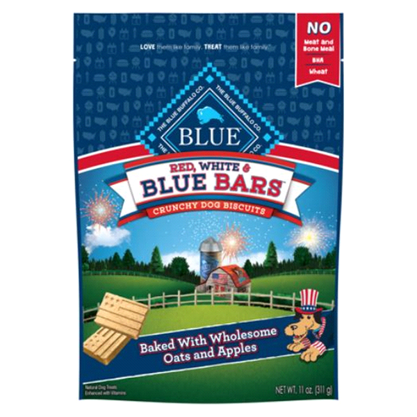 slide 1 of 1, Blue Buffalo Red White & Blue Bars Crunchy Dog Treat Biscuits, 11 oz