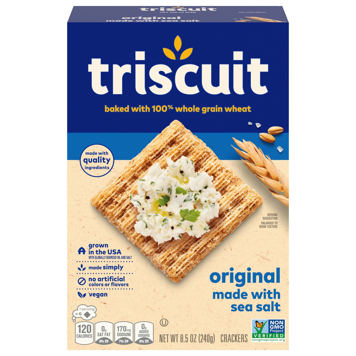 slide 1 of 9, Triscuit Original Whole Grain Wheat Crackers, Vegan Crackers, 8.5 oz, 8.5 oz