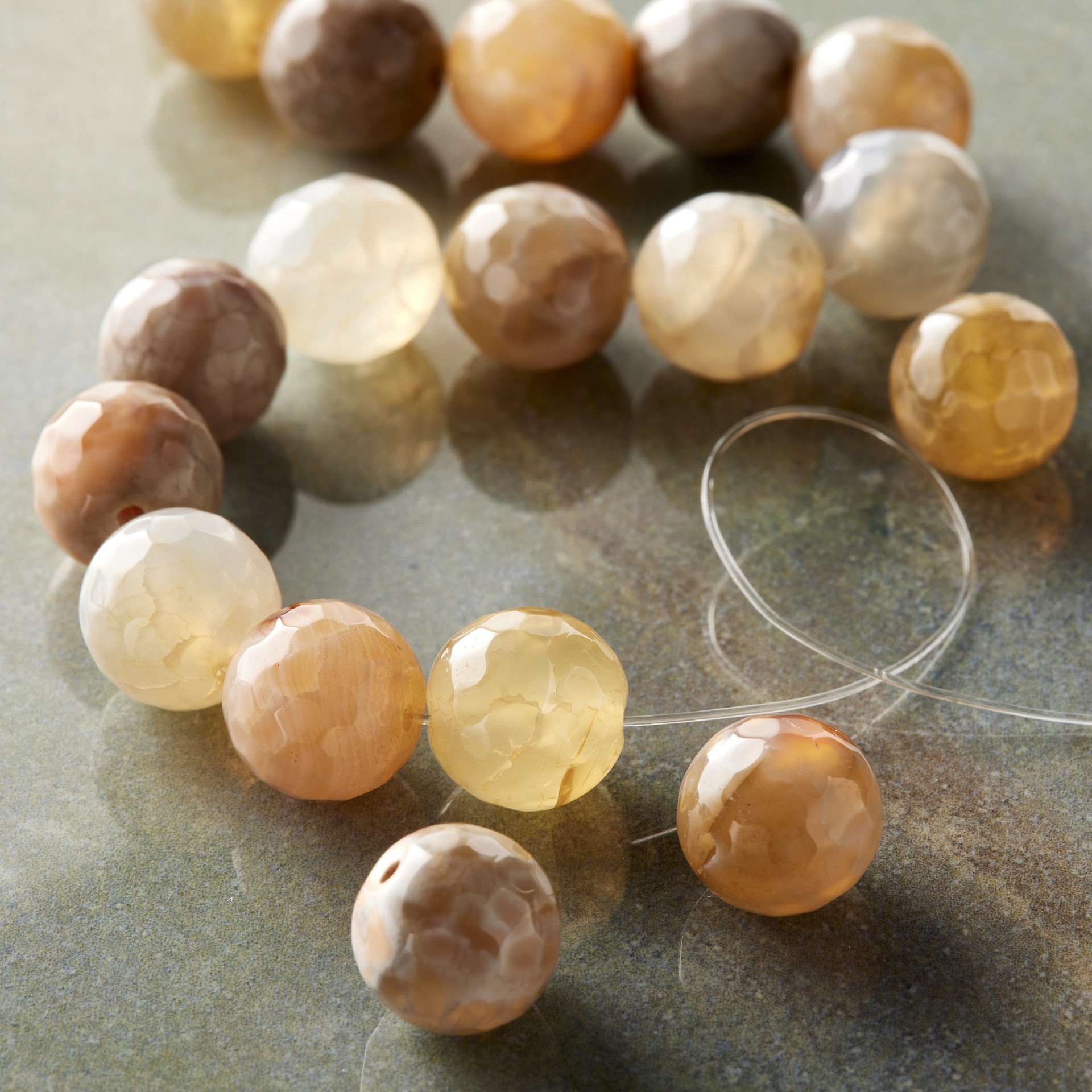 slide 2 of 3, Neutral Mix Agate Round Beads, 10mm By Bead Landing, 10mm