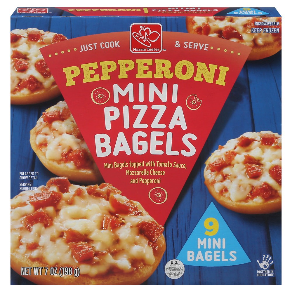 slide 1 of 1, Harris Teeter Mini Pizza Bagels - Pepperoni, 7 oz