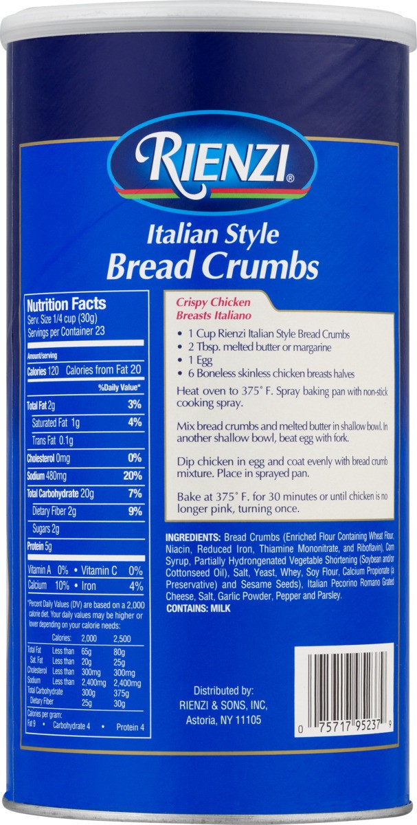 slide 11 of 11, Rienzi Bread Crumbs Italian, 24 oz