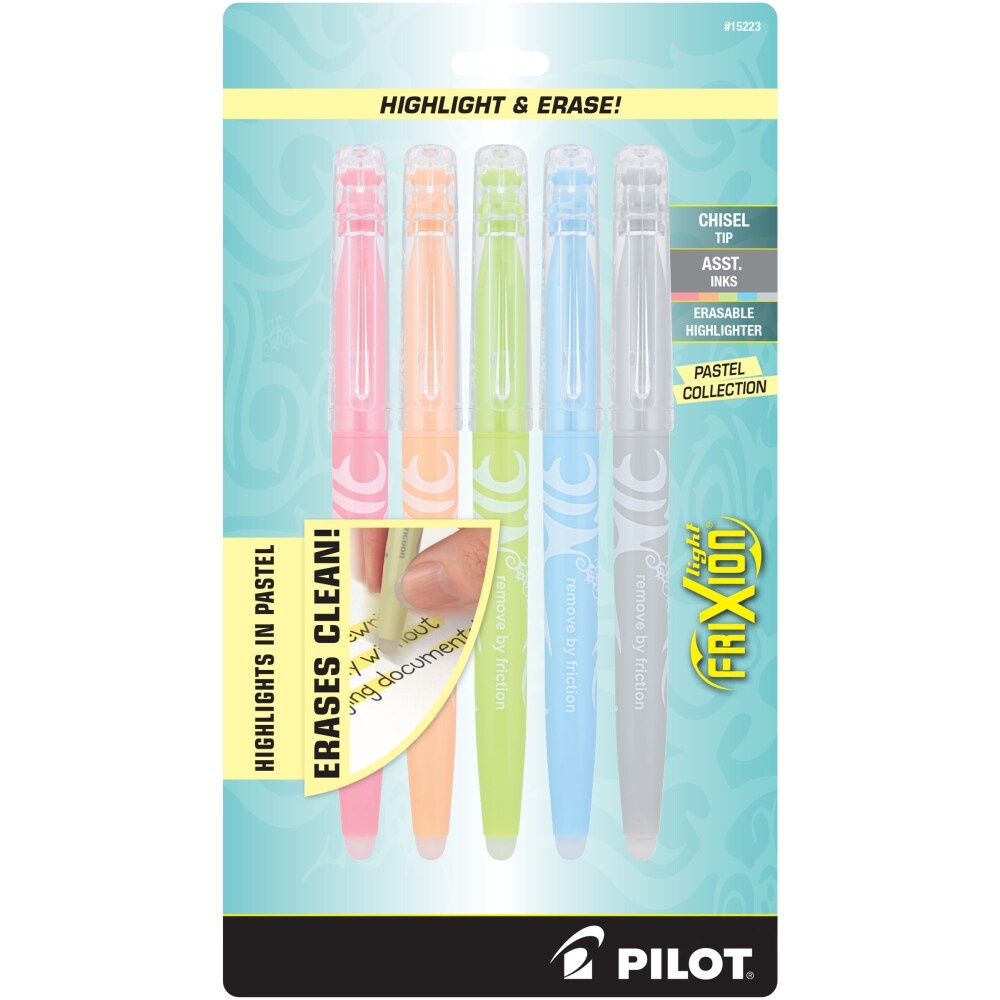 slide 1 of 1, Pilot Frixion Light Pastel Chisel Tip Erasable Highlighters - Assorted, 5 ct