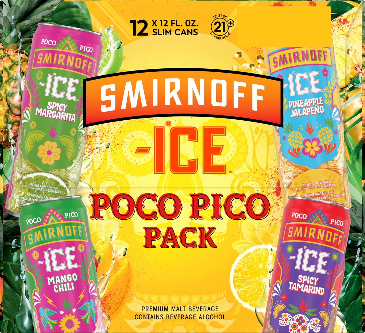 slide 6 of 9, Smirnoff Ice Poco Pico Variety Pack, 12 fl oz, 12 Pack Cans, 4.5% ABV, 144 fl oz