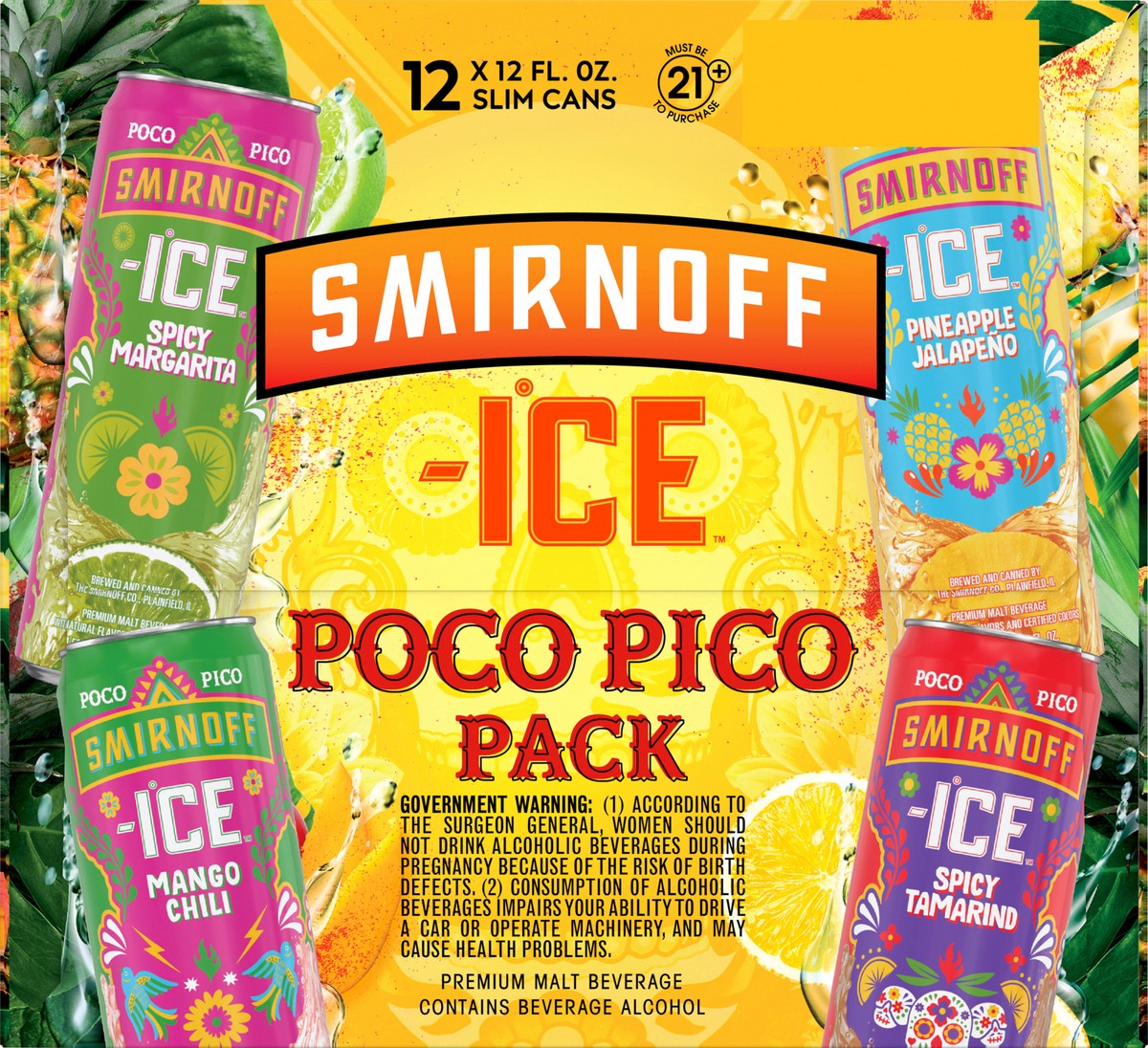 slide 2 of 9, Smirnoff Ice Poco Pico Variety Pack, 12 fl oz, 12 Pack Cans, 4.5% ABV, 144 fl oz