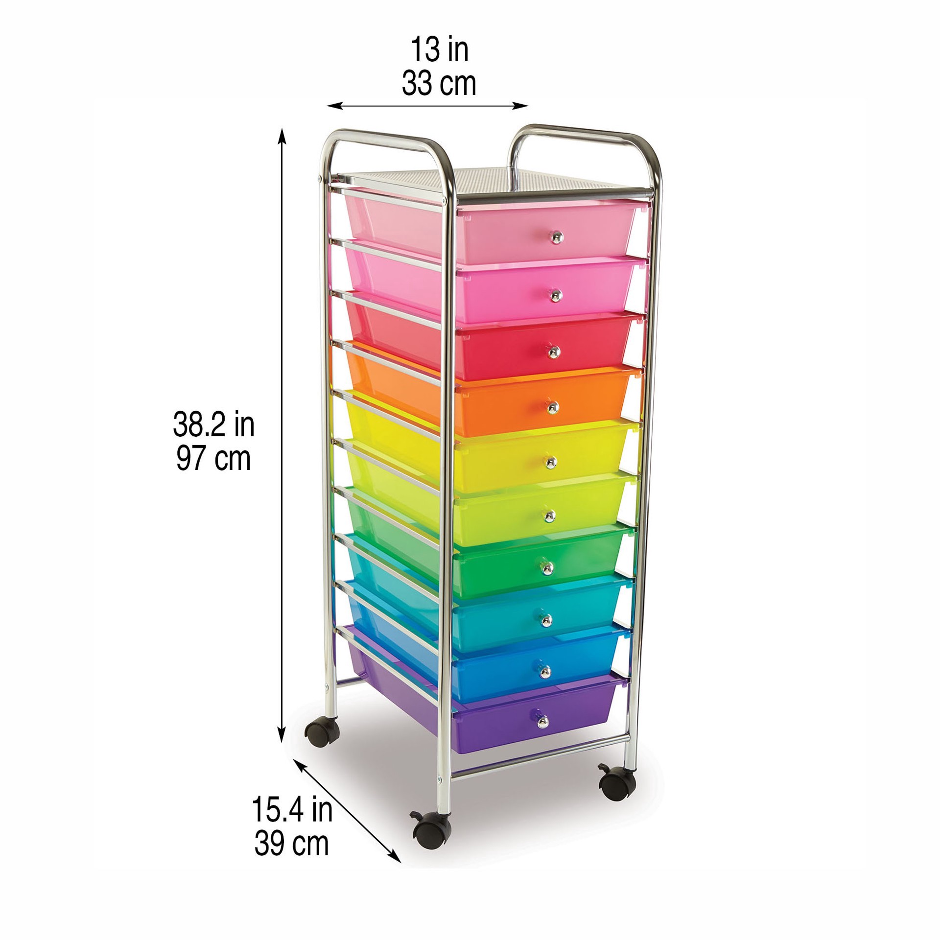 slide 5 of 5, 10 Drawer Rolling Cart By Simply Tidy, 12.6 in x 15.35 in x 37.99 in