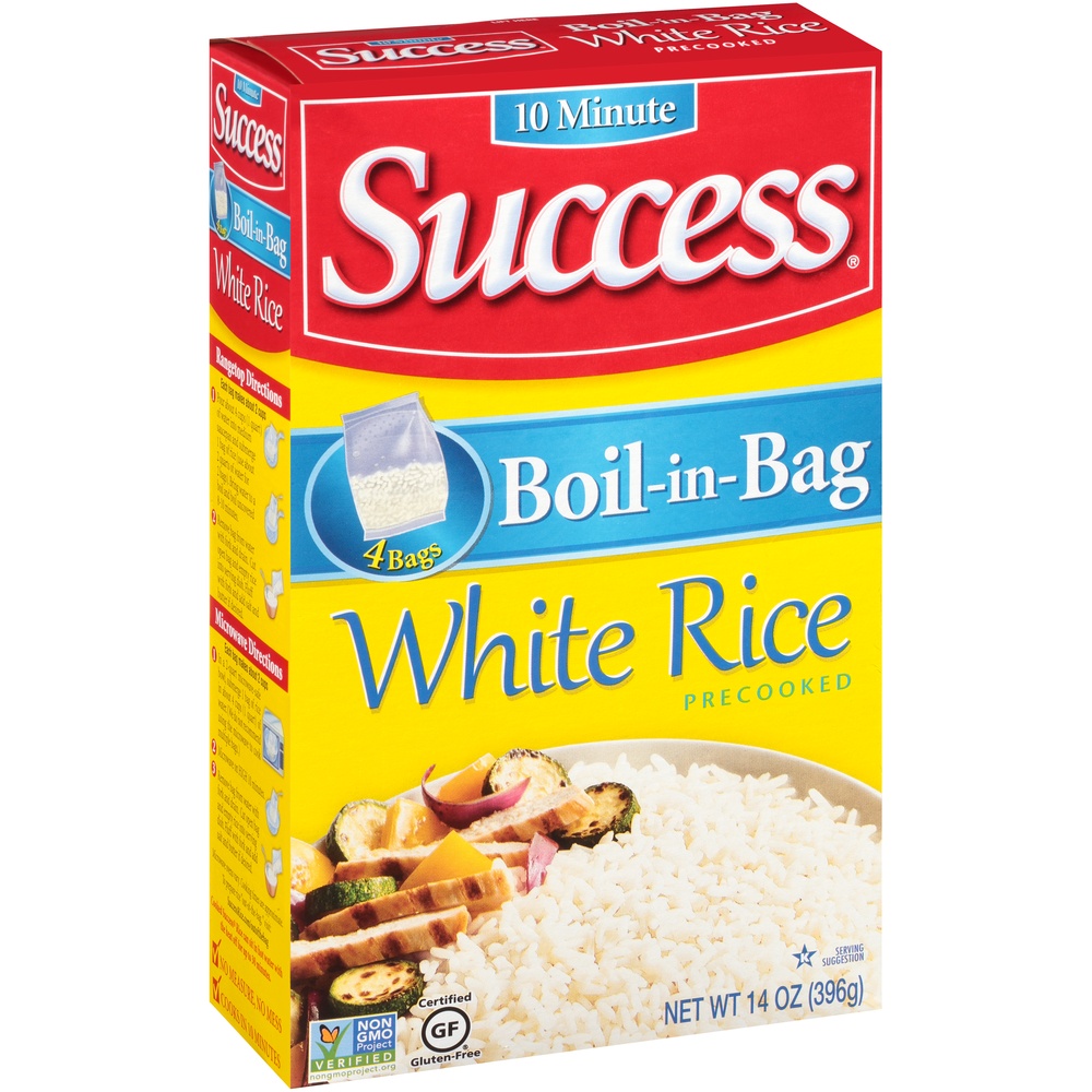 slide 2 of 8, Success Enriched Precooked Boil-in-Bag White Rice, 14 oz