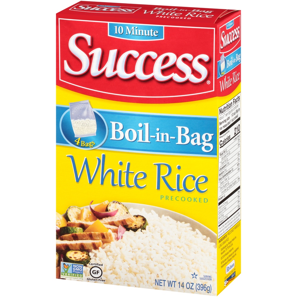 slide 3 of 8, Success Enriched Precooked Boil-in-Bag White Rice, 14 oz