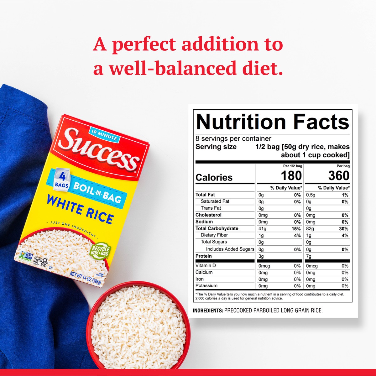 slide 4 of 9, Success White Rice, Boil-in-Bag, 14 oz