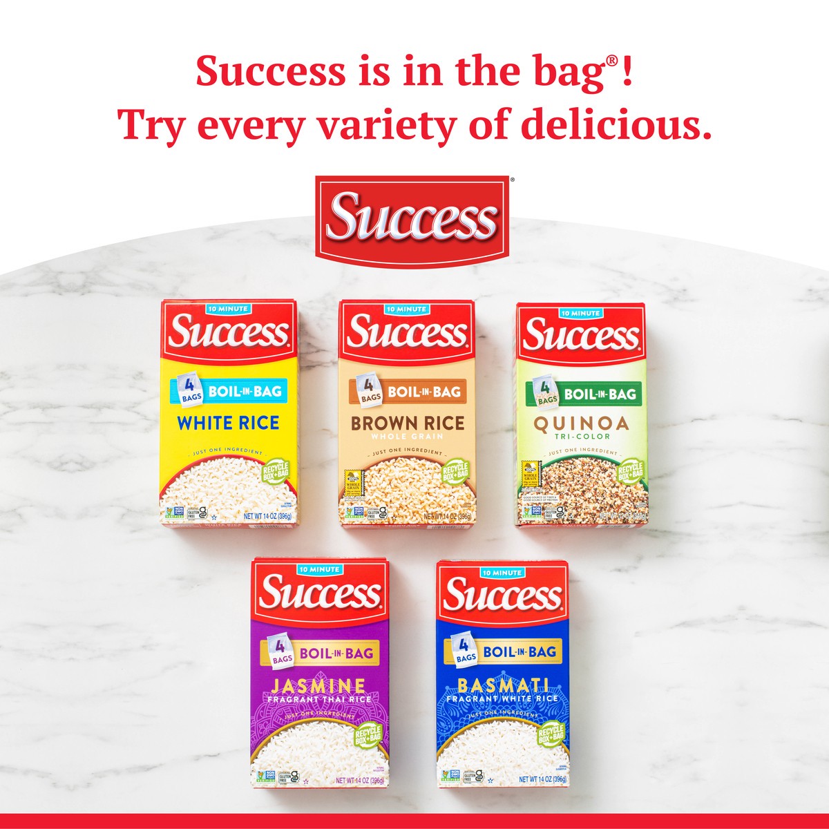 slide 5 of 9, Success White Rice, Boil-in-Bag, 14 oz