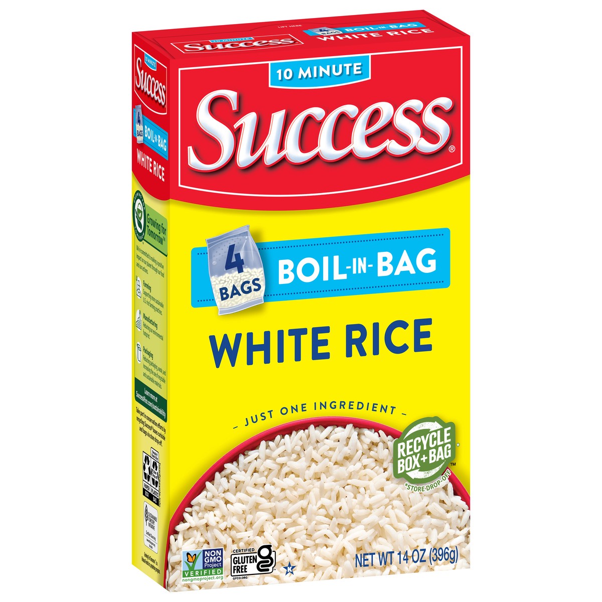 slide 1 of 9, Success White Rice, Boil-in-Bag, 14 oz