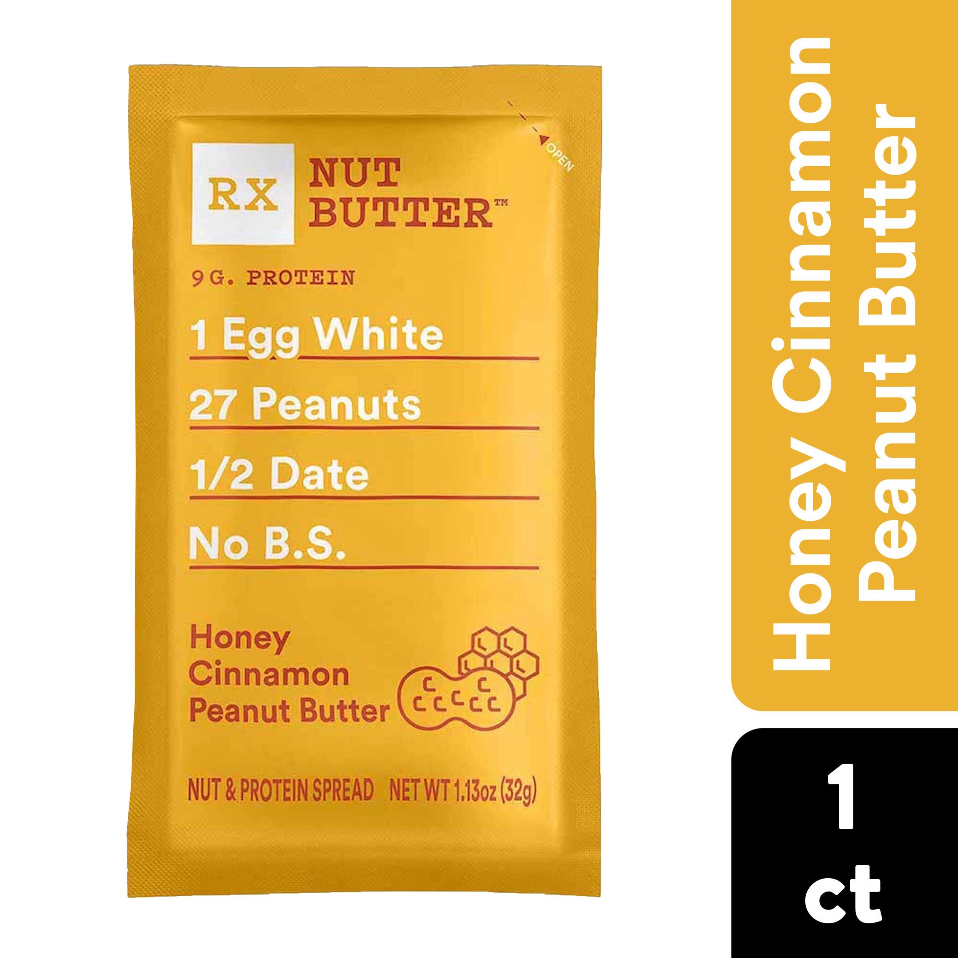 slide 1 of 1, RX Nut Butter Peanut Butter, Protein Snack, Lunch Snacks, Honey Cinnamon, 1.13oz Pack, 1 Pack, 1.13 oz