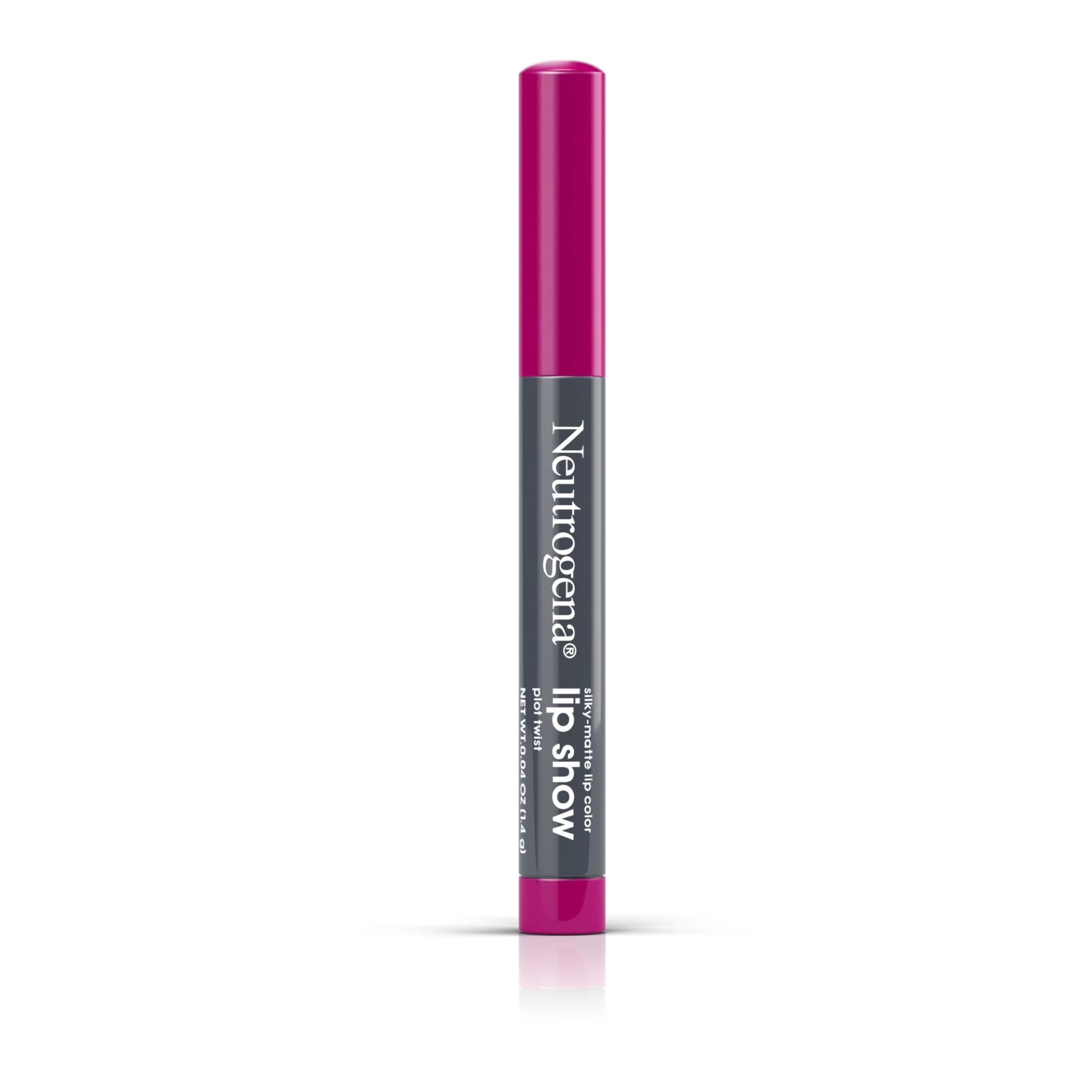 slide 1 of 1, Neutrogena Lip Show Silky Matte Lip Color, High Pigment Lip Crayon Stick with Sharpener, Long Lasting and Conditioning Silky Rich Berry Shade Plot Twist 04, 0.04 oz