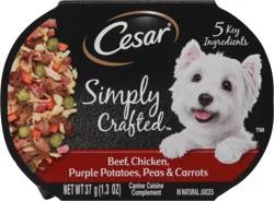 Cesar Simply Crafted Beef Chicken Purple Potatoes Peas & Carrots Dog Food 1.3 oz