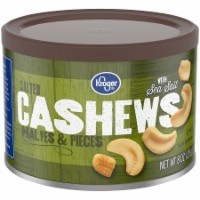 slide 1 of 4, Kroger Salted With Sea Salt Cashew Halves & Pieces, 8 oz