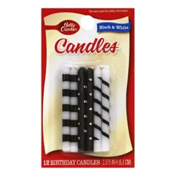 Betty Crocker 2.4 Inch Black & White Birthday Candles 12 ea