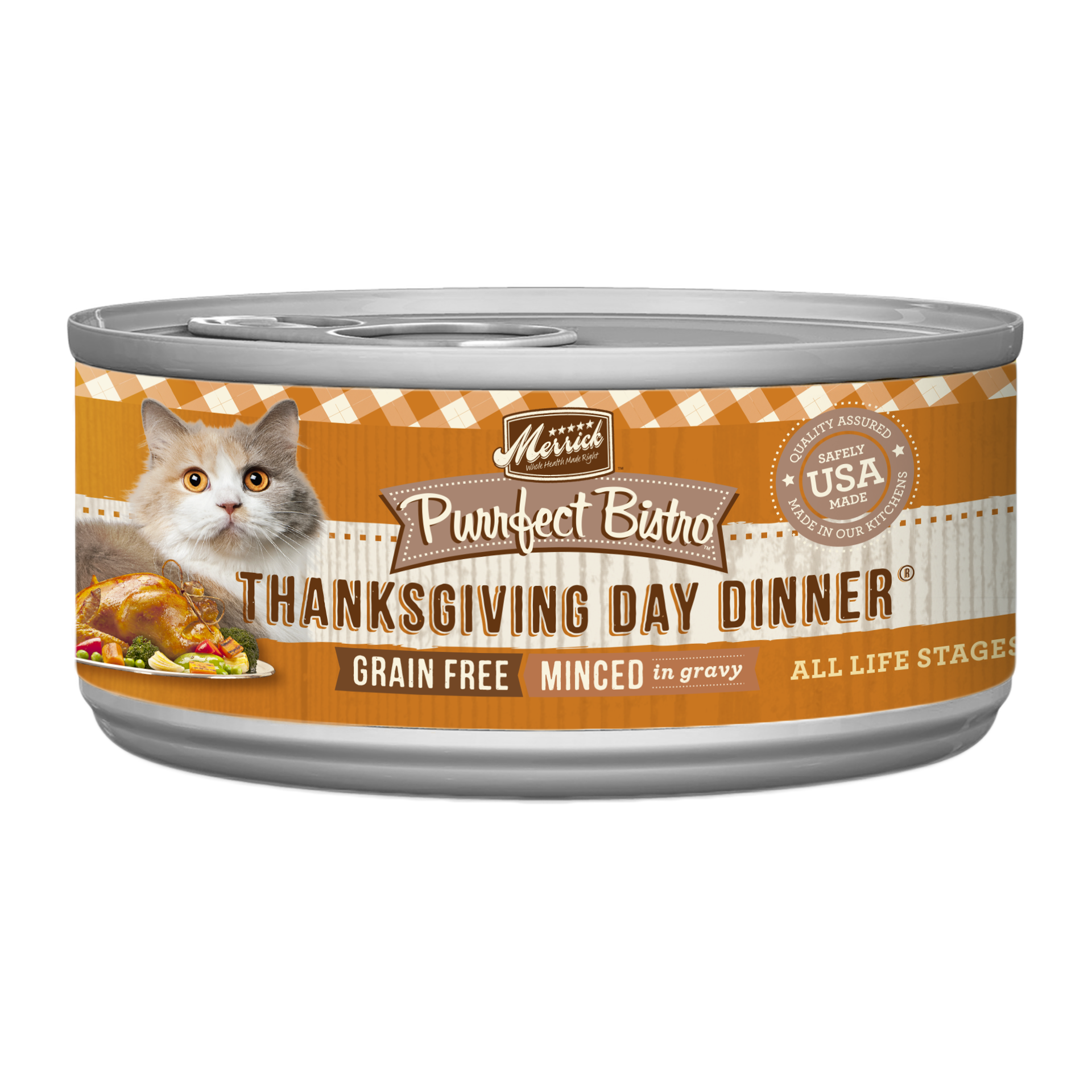 slide 1 of 4, Merrick Purrfect Bistro Grain Free Wet Cat Food Thanksgiving Day Dinner Minced in Gravy -  5.5 oz Can, 5.5 oz