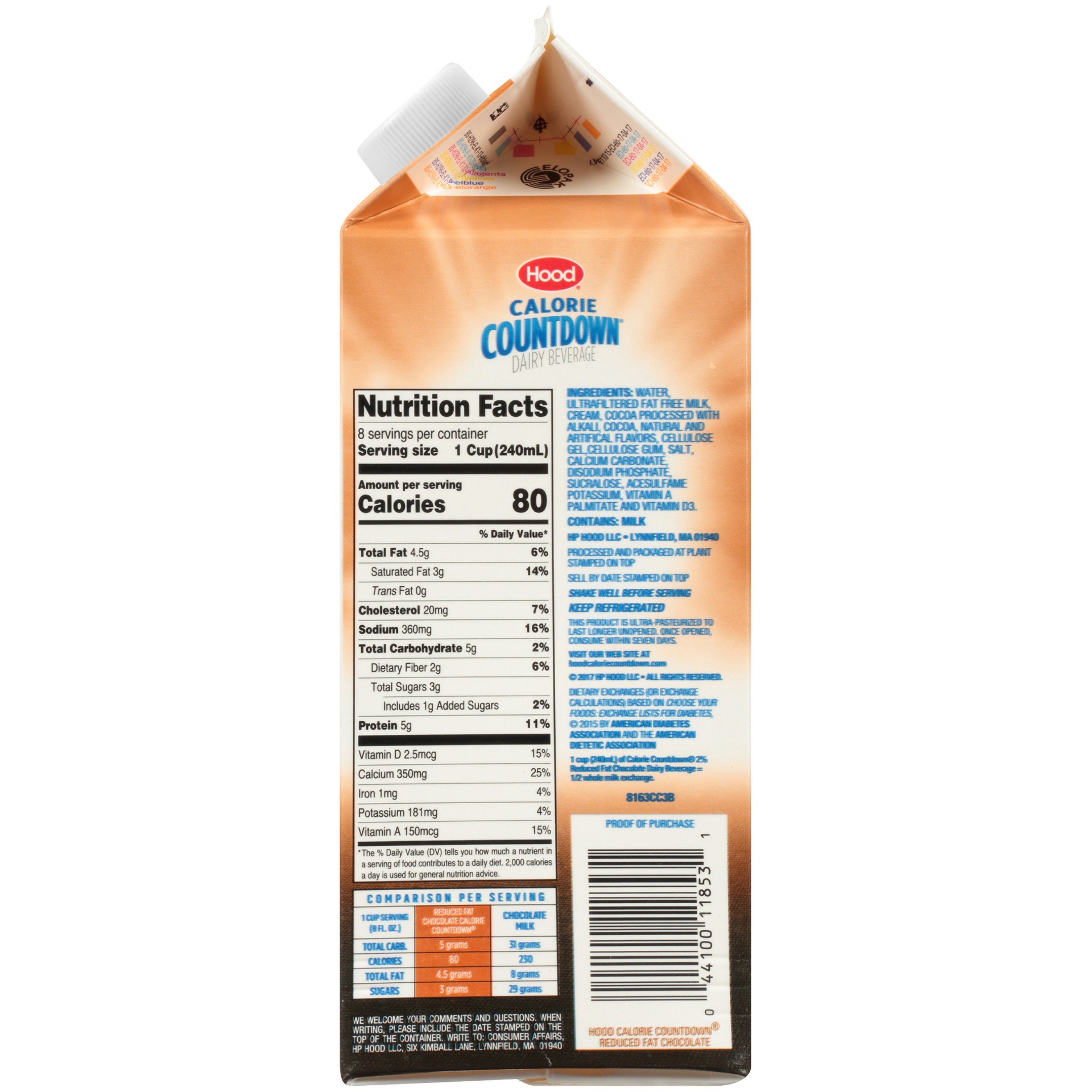 slide 5 of 8, Hood Calorie Countdown Dairy Beverage Reduced Fat Chocolate, 64 fl oz
