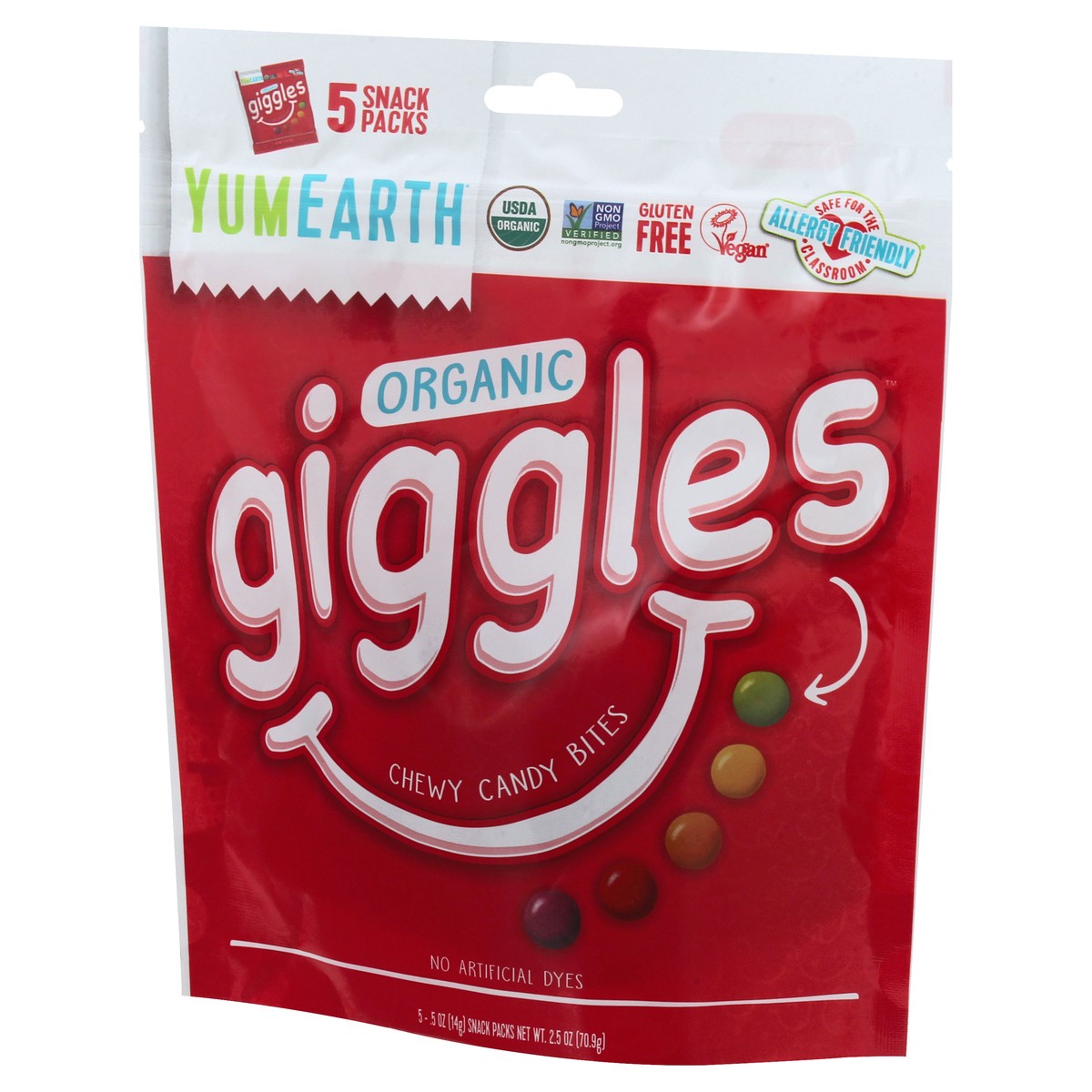 slide 8 of 10, YumEarth Giggles Organic Chewy Candy Bites 5 ea, 1 ct