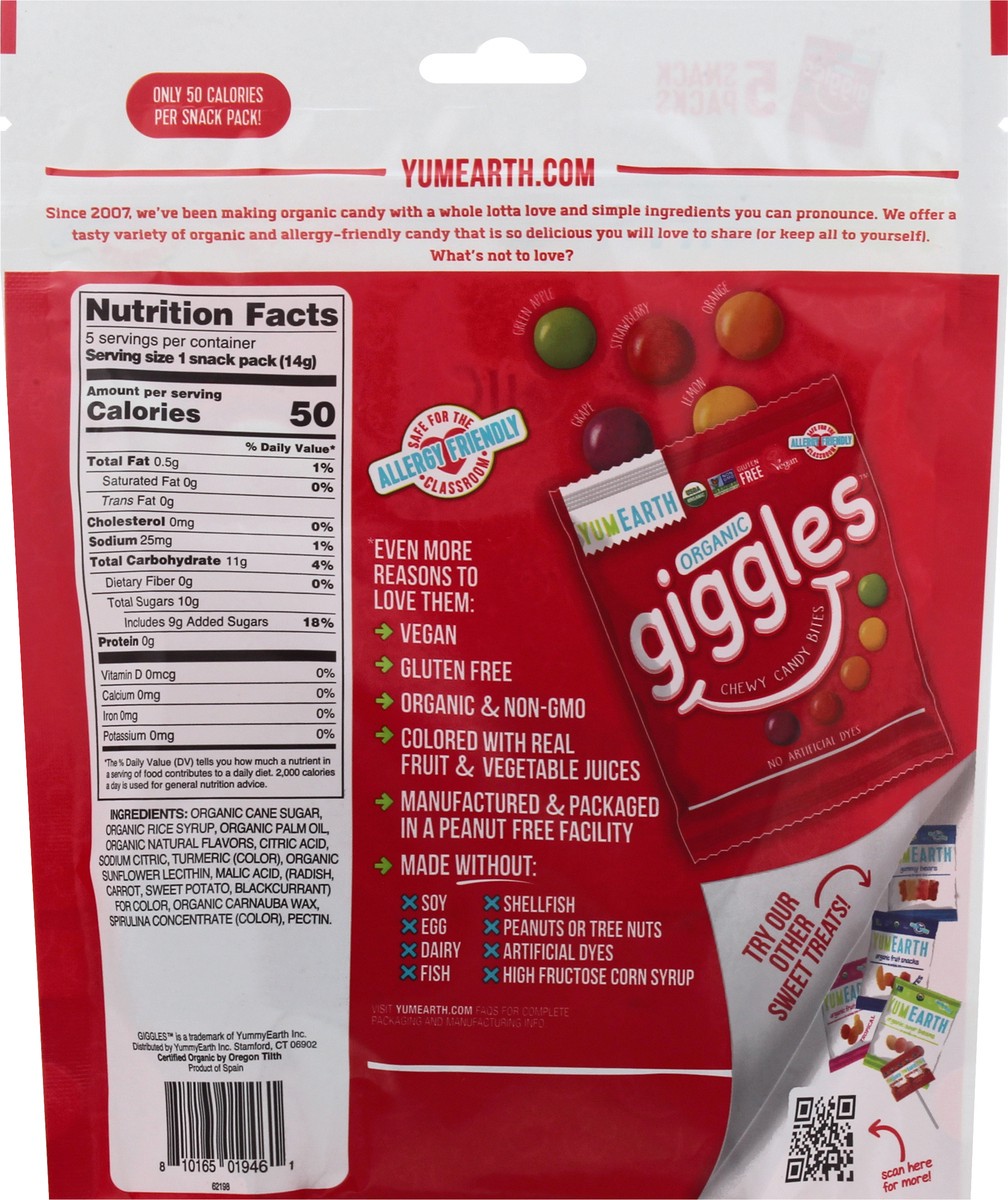 slide 5 of 10, YumEarth Giggles Organic Chewy Candy Bites 5 ea, 1 ct