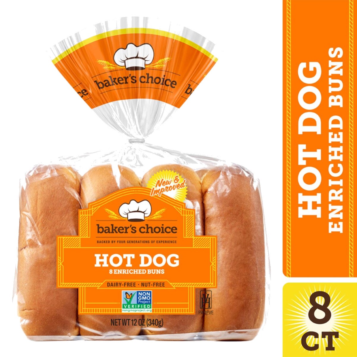 slide 1 of 9, Baker's Choice Hot Dog Buns, Enriched, 12 oz