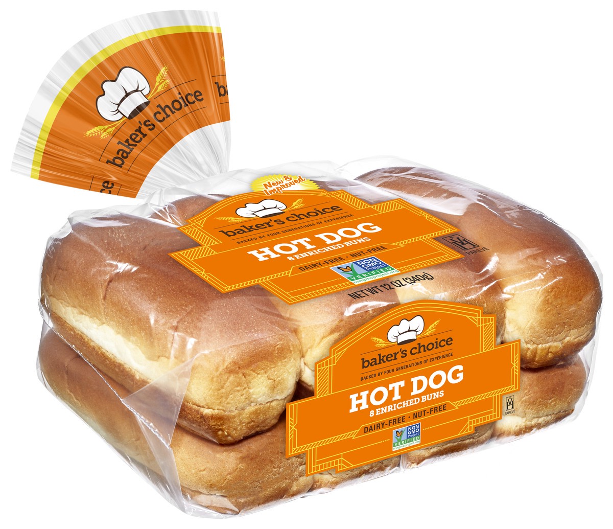 slide 2 of 9, Baker's Choice Hot Dog Buns, Enriched, 12 oz