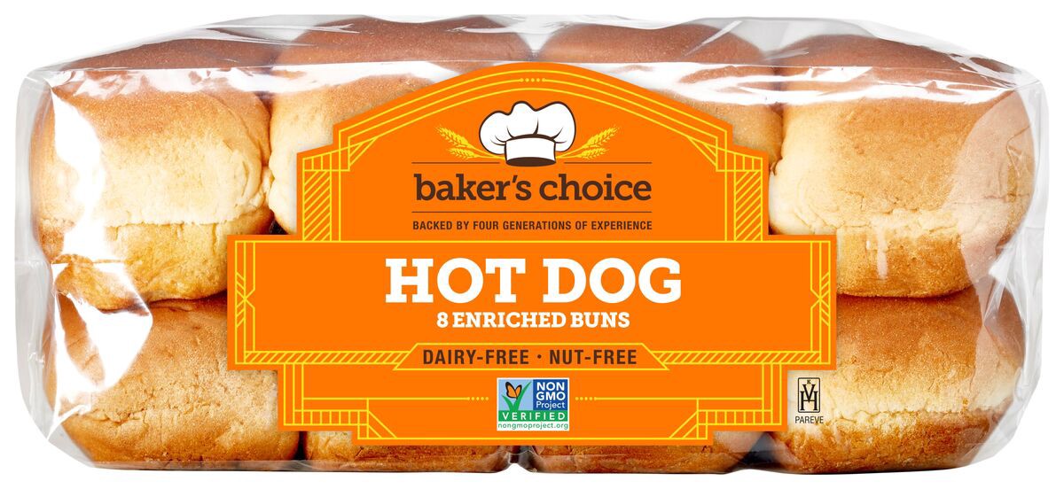 slide 3 of 9, Baker's Choice Hot Dog Buns, Enriched, 12 oz