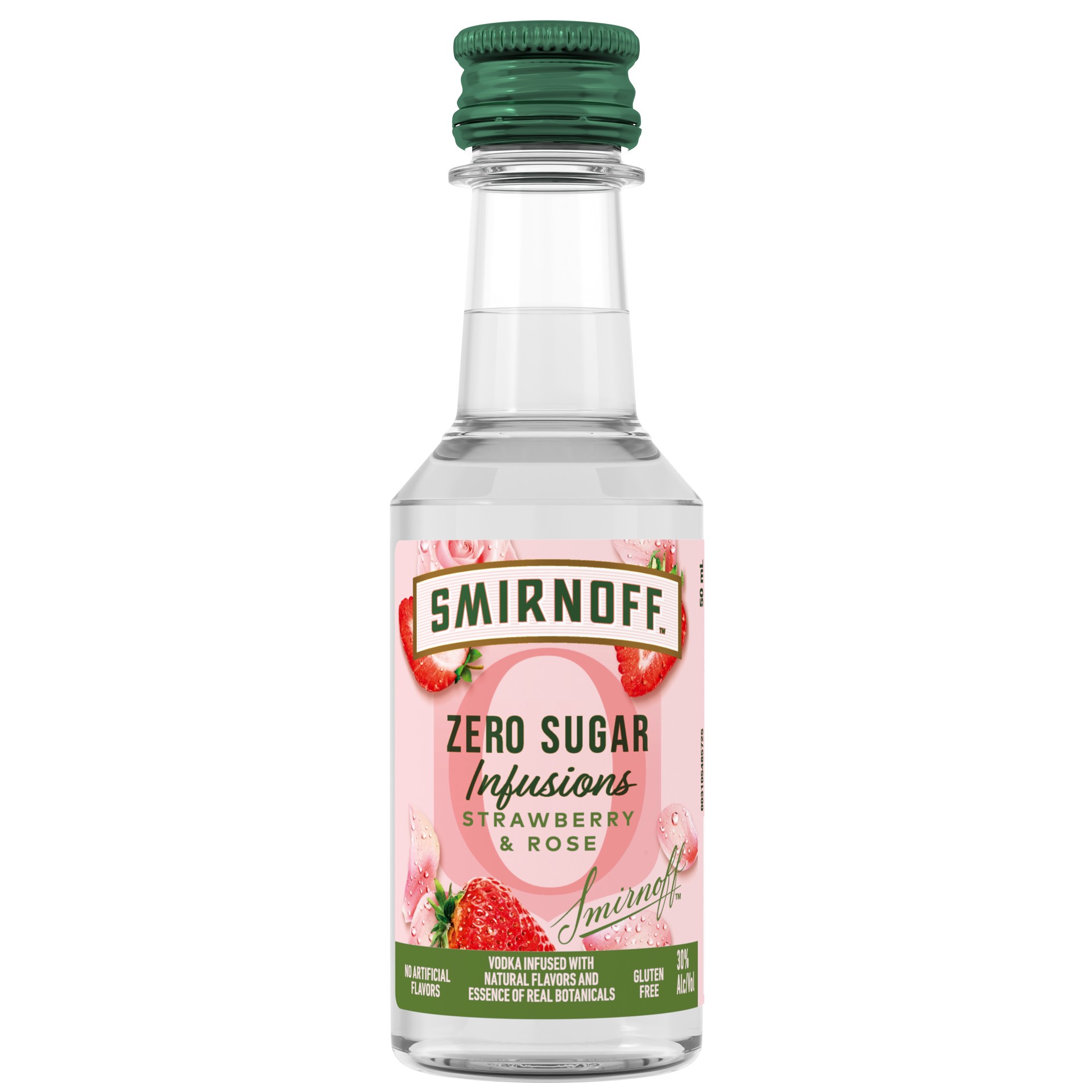 slide 1 of 5, Smirnoff Zero Sugar Infusions Strawberry & Rose (Vodka Infused with Natural Flavors & Essence of Real Botanicals), 50 mL, 50 ml