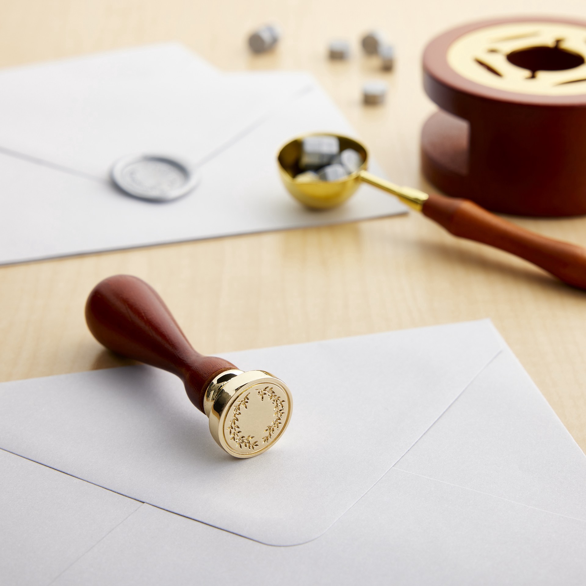 slide 2 of 3, Wreath Sealing Wax Stamp By Recollections, 0.75 in