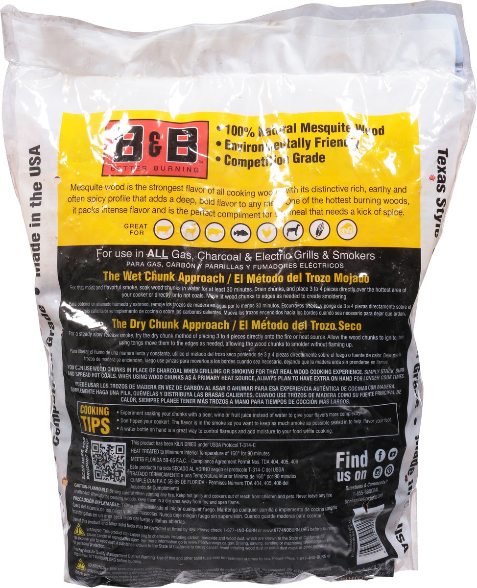slide 2 of 12, B & B 100% Natural Mesquite Texas Style Smoking Wood Chunks 9 l, 9 liter
