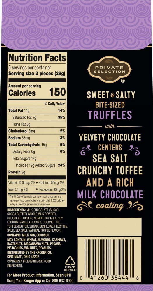 slide 2 of 4, Private Selection Milk Chocolate Sea Salt Toffee Truffles, 5 oz