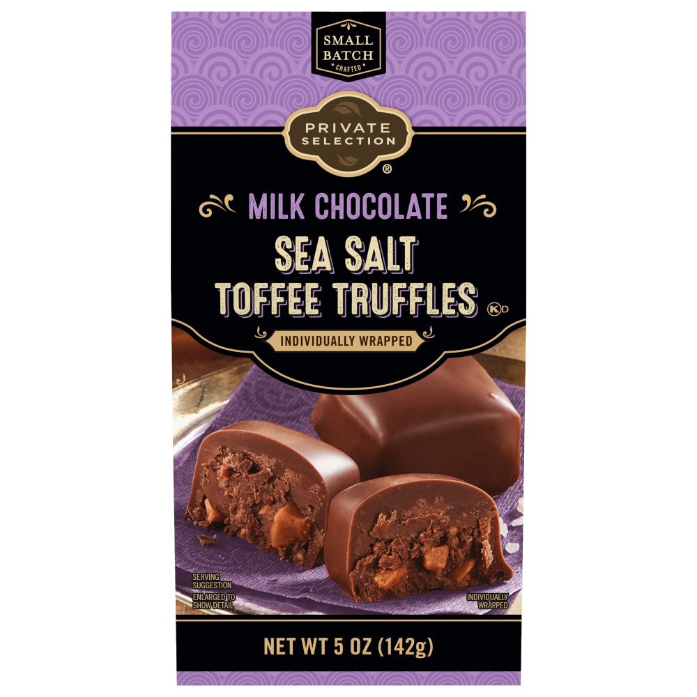 slide 1 of 4, Private Selection Milk Chocolate Sea Salt Toffee Truffles, 5 oz