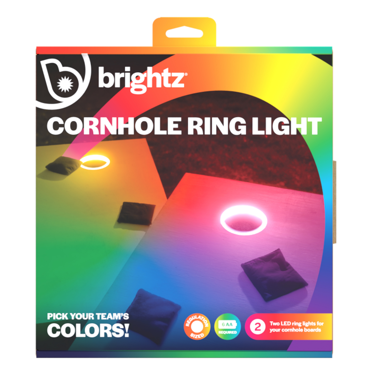 slide 1 of 17, BRIGHTZ Cornhole Ring Light - Color Select - 2 Pack - Pick Team Colors! - For 2 Cornhole Boards, 2 ct