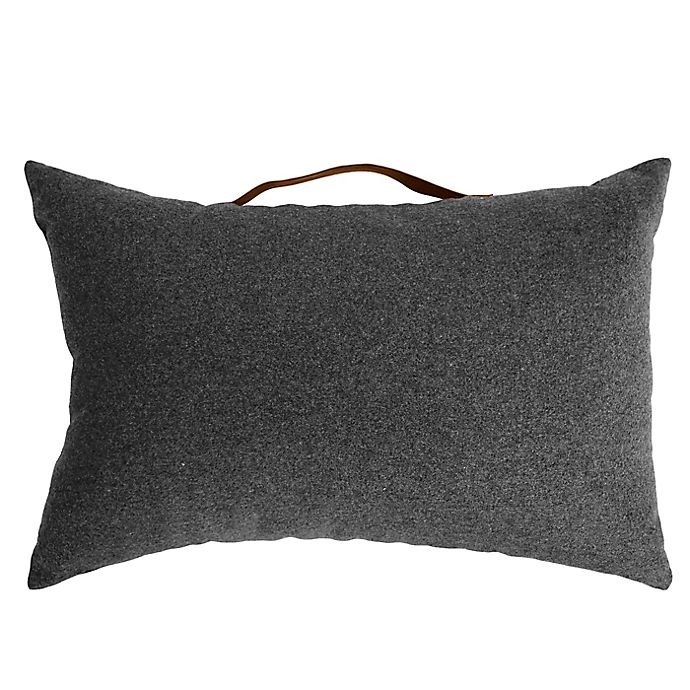 slide 1 of 6, Simply Essential Felt Oblong Throw Pillow with Faux Leather Handle - Grey, 1 ct