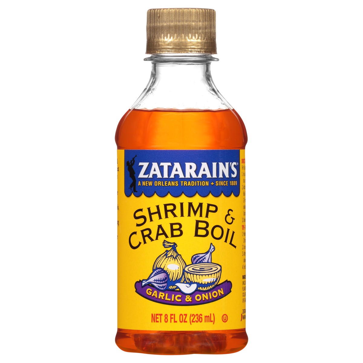 slide 1 of 5, Zatarain's Crab Boil - Liquid Garlic & Onion, 8 fl oz