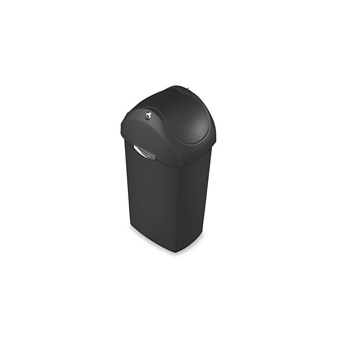 slide 1 of 1, simplehuman Plastic Swing Lid Trash Can - Black, 60 liter