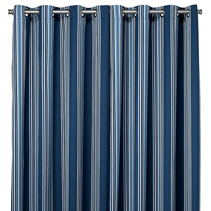 slide 1 of 1, Commonwealth Home Fashions Gazebo Striped Outdoor Curtain - Blue, 84 in