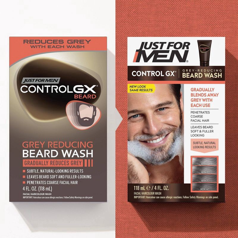 slide 1 of 6, Just for Men ControlGX Grey Reducing Beard Wash 4 fl oz, 4 fl oz