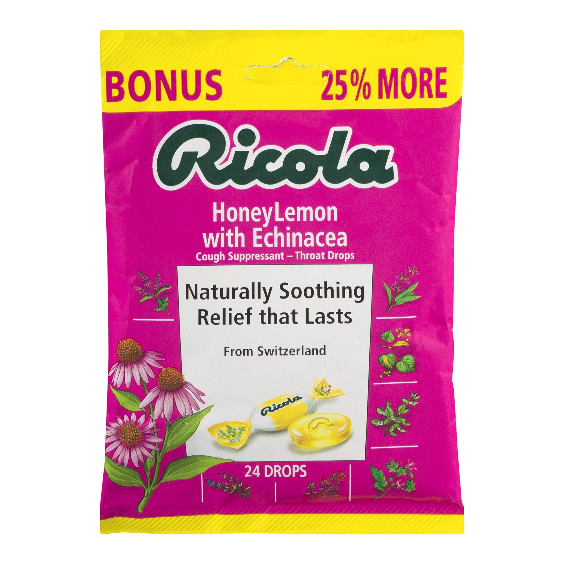 slide 1 of 1, Ricola Honey Lemon With Echinacea Cough Suppressant Drops, 24 ct