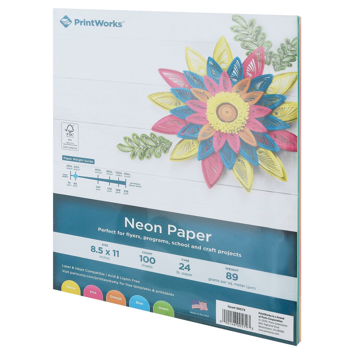 slide 8 of 9, PrintWorks Multi-Colored Paper 100 Count - Neon, 8.5 in x 11 in