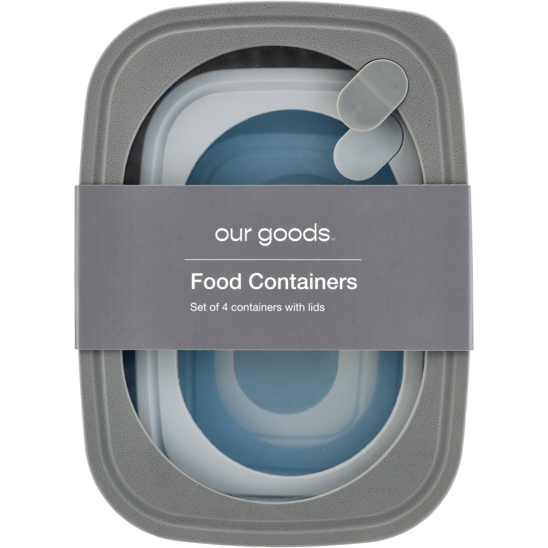 slide 1 of 1, our goods Rectangle Food Containers Set - Blue, 8 ct