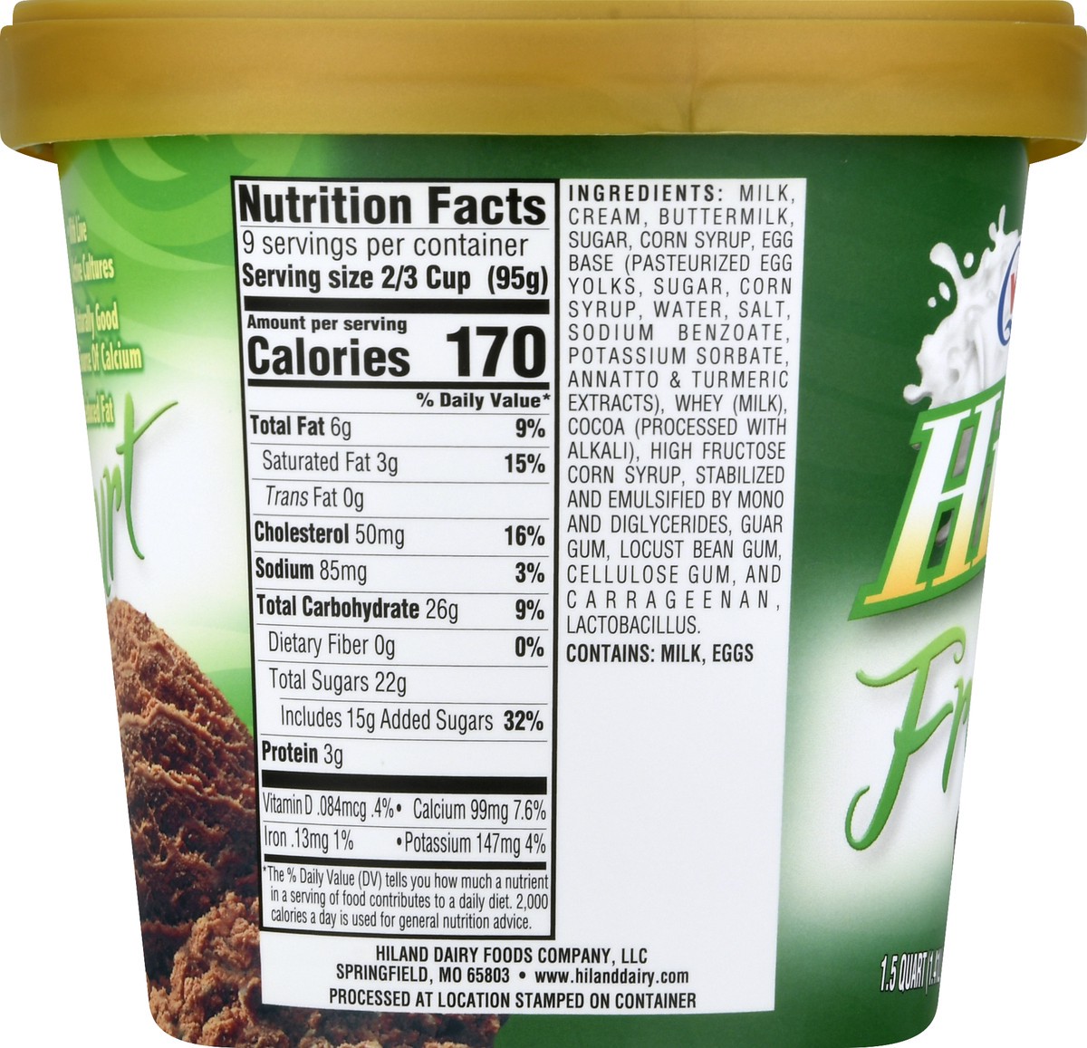 slide 5 of 13, Hiland Dairy Chocolate Frozen Yogurt 1.5 qt, 1.5 qt