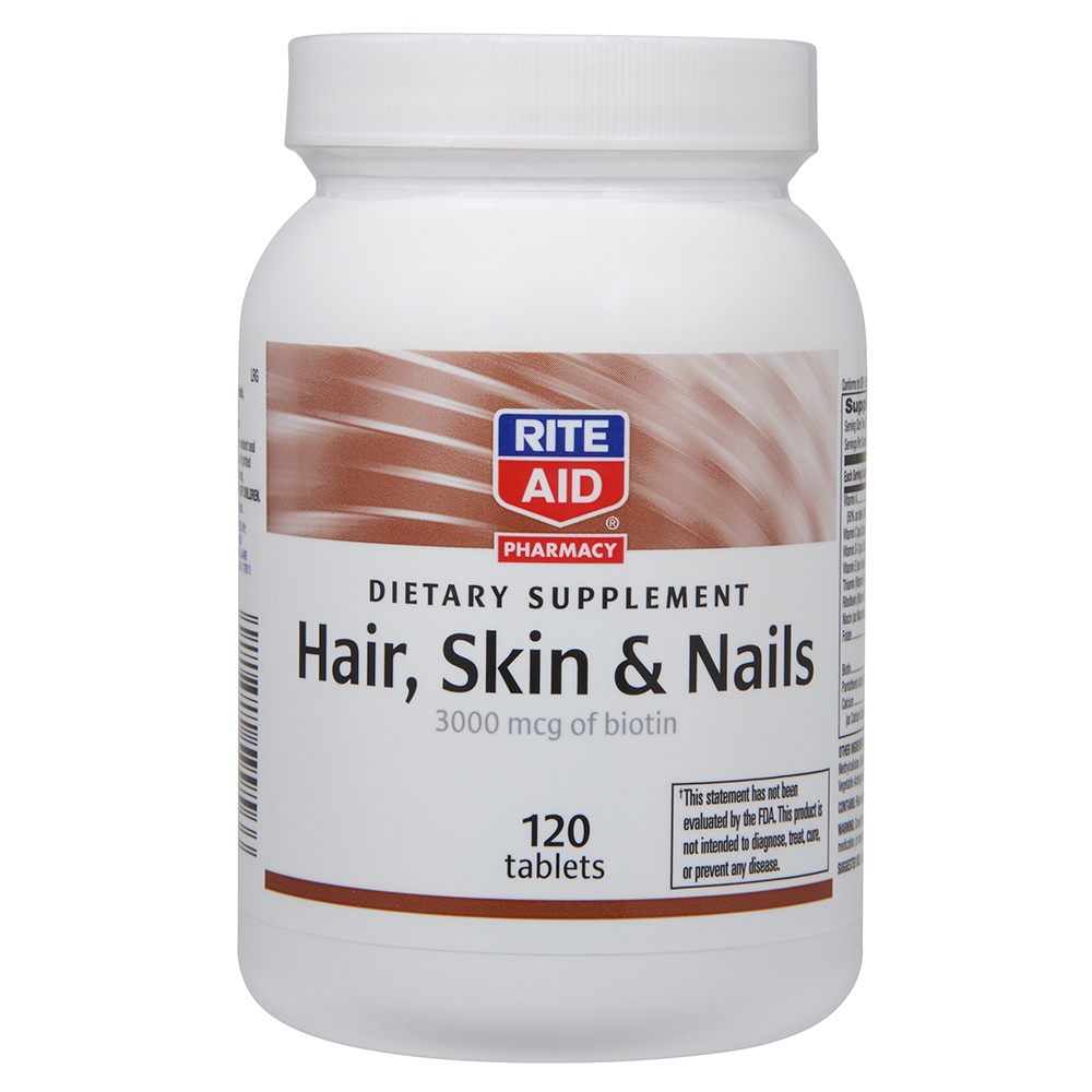 slide 1 of 1, Rite Aid Biotin Tablets, 3000mcg, 120 ct