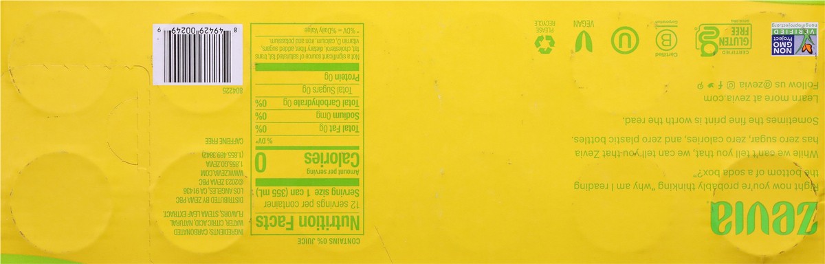 slide 4 of 9, Zevia Zero Sugar Lemon Lime Twist Soda 12 - 12 fl oz Cans, 12 ct