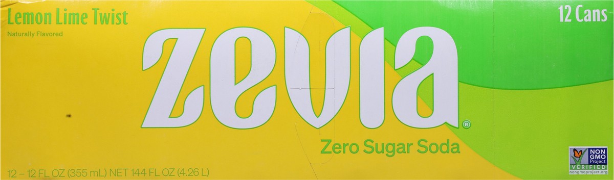 slide 5 of 9, Zevia Zero Sugar Lemon Lime Twist Soda 12 - 12 fl oz Cans, 12 ct